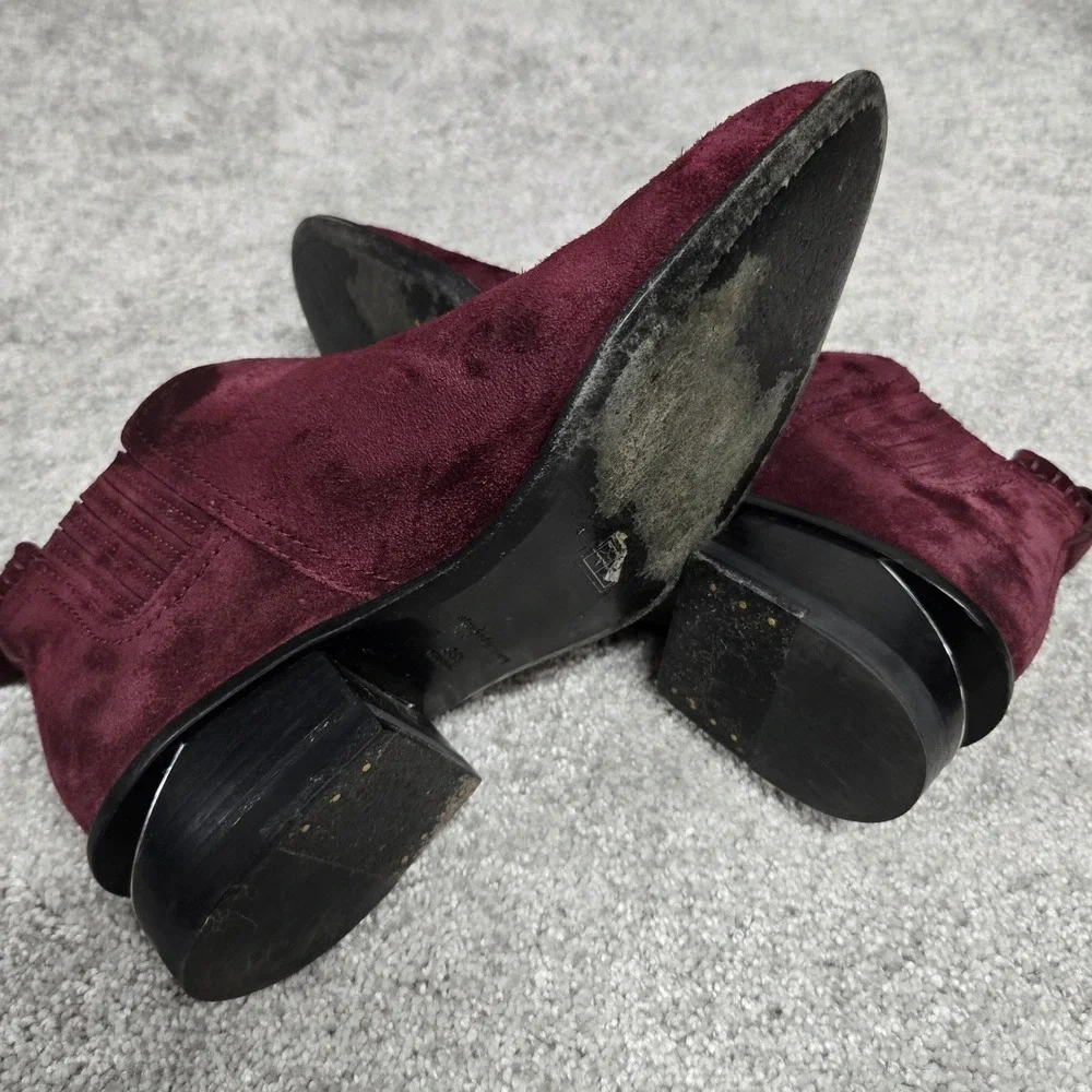 Alexander Wang Kori Burgundy Suede Cutout Heel Ankle Boots Women's Size 36.5 GUC